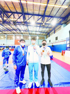 111年全國大專運動會,馬祖角力選手獲1銀2銅。(圖:馬祖角力隊)