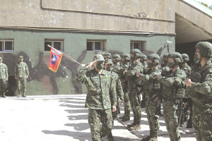 廖指揮官校閱基地部隊,全體官兵展現高昂志氣。(圖:鄭真)