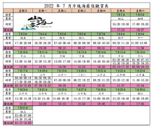 圖表／西莒方塊海　7月最佳觀賞時刻表