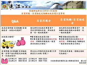 連江縣修正COVID-19居家照護、隔離者廢棄物清理注意事項及作業程序圖示。(圖:連江縣環資局)