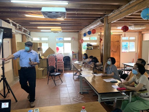 文化處舉辦齊學馬祖話課程,講師陳高志「記憶中的馬祖俗諺語」分享特有聲韻學與地方俗諺。(圖/文:馮紹夫)
