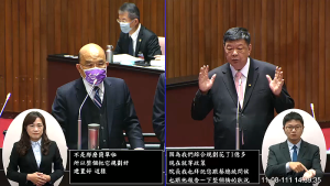 立委陳雪生8日院會施政總質詢針對馬祖重大交通建設,以及爭取開放小三通事宜向行政院長蘇貞昌提出質詢。(圖:立委陳雪生國會辦公室)
