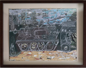 東引國小李昇祐〈戰車〉獲國小高年級組平面設計類甲等。(圖:教育處)