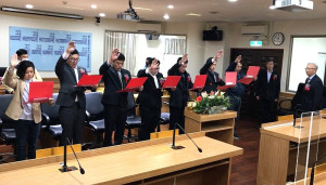 南竿鄉第12屆鄉民代表宣誓就職典禮暨正副主席選舉25日舉辦,並由代表們選出鄉代會主席林紹馨、副主席陳錦泰。(圖/文:吳嘉榮)
