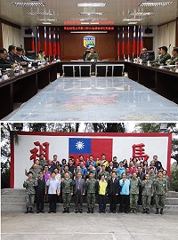 (上圖)指揮官主持馬祖地區戰力綜合協調會報。(下圖)指揮官與全體與會人員合影。(圖/文:江耿逸)