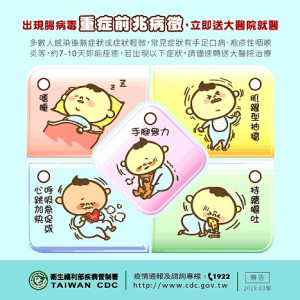 國內出現今年首例腸病毒D68型重症確定病例,即將開學,衛福局籲請家長及教托育機構提高警覺。(圖:連江縣衛福局)