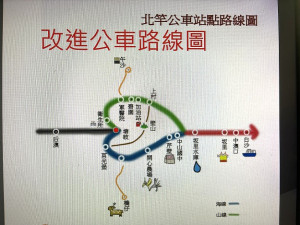 　北竿民宿業者自行規劃公車路線及時刻調整方案，並向地方民代提出簡報希望爭取落實。（圖／文：陳鵬雄）