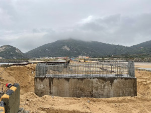 　塘后橋工程中后澳端橋台已經在23日完成混凝土澆築。（圖／文：陳鵬雄）