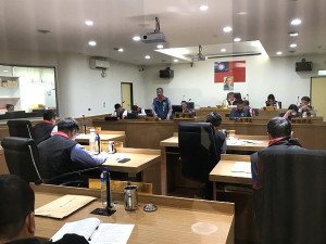 　南竿鄉代會第12屆第1次定期大會12日開議，由鄉長林志東進行施政報告。（圖／文：吳嘉榮）