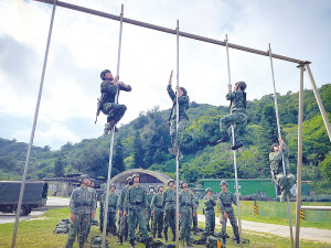 官兵實施單槓訓練。(圖:姜智傑)
