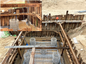 　塘后橋克服本工程難度最高的圍堰漏水及湧沙問題，已展開水下基礎承台鋼筋綁紮作業。（圖／文：陳鵬雄）