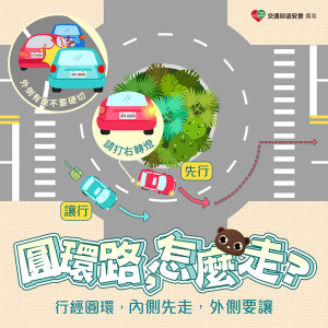 圓環到底怎麼走?監理站正加強宣導圓環道路的正確行駛方式,大原則為汽車外環車輛要優先讓內環車輛通行,機車部分應行駛於外環。(圖:連江監理站)