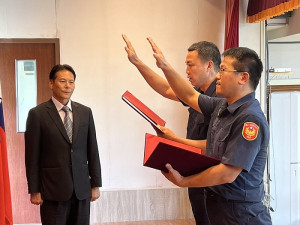 連江縣警察局1日舉辨行政科科長、北竿及東引所所長授階及聯合布達典禮。(圖/文:馮紹夫)