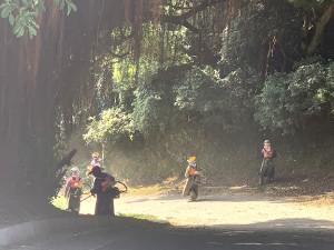 　環保課人員頂著日頭認真工作，行經的車輛請務必小心慢行。（圖／文：林冰芳）