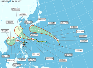 海葵颱風路徑南修,對台灣北部及馬祖地區的威脅增強。(圖:中央氣象局)