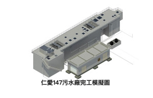 仁愛三家村污水廠採用活性污泥處理工法,面積約1700平方公尺,位於仁愛段25-2地號(舊東靖廬對面),每日可處理240立方公尺污水。(圖:連江縣環資局)