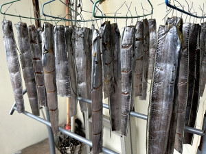 正值「風霜天」,不少家戶都趁此時節出來曬魚乾,魚乾當街曬的鏡頭隨處可見,充滿濃濃的傳統漁村氛圍。(圖/文:曹重偉)