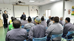 法務部長蔡清祥17日視察連江轄區檢、調、監等單位,嘉勉同仁選舉查察及春節留守辛勞,並順道勉勵連江分監受刑人。(圖:連江地方檢察署)