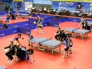 連江縣選手首次參加全中運桌球資格賽,13日、14日兩天賽事,選手雖已全力以赴,仍均不敵強勁對手,慘遭淘汰。(圖:連江縣桌球訓練站)