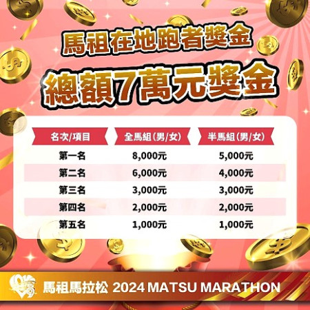 第九屆馬祖馬拉松將於11月2日在南竿鄉舉辦,為鼓勵在地跑者參與,特別設置了馬祖跑者獎金,全馬組或半馬組前五名即可獲得。(圖:連江縣政府)