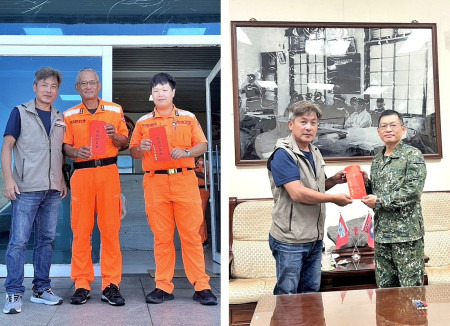 秋節將屆,東引鄉長林德建代表縣長王忠銘致贈秋節加菜金給東引地區陸軍指揮部及東引海、岸巡隊,表達敬意與謝忱。(圖:東引鄉公所)