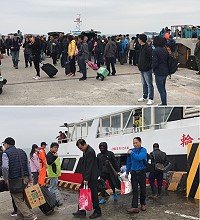 莒光選情激烈,23日中午東海明珠、金龍輪雙開,讓鄉親能順利返鄉投下神聖一票。(圖/文:宋幸儒)