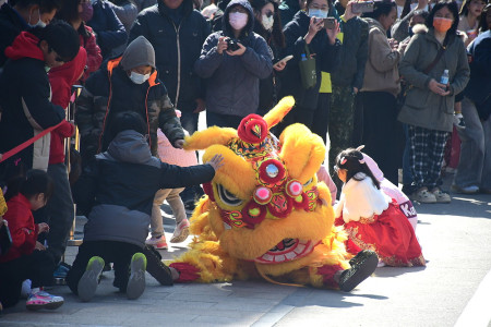 介壽廣場春節團拜　多元表演迎新年。（圖與文：曹重偉）