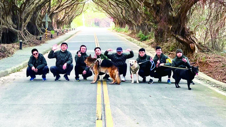有容路綠色隧道合影。