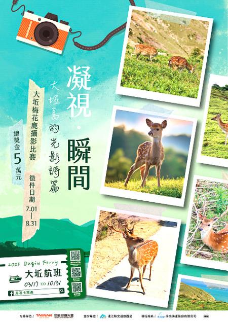 「2025大坵梅花鹿攝影比賽」投稿倒數,人氣獎投票將於9月登場。(圖:交旅局)