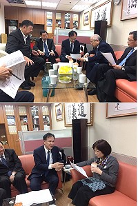縣長劉增應28日在立委陳雪生安排下,在立院分與政院國發會主委、財政部長、主計總處主計長協商爭取,並做深度意見交換及尋求支持。(圖:連江縣政府)
