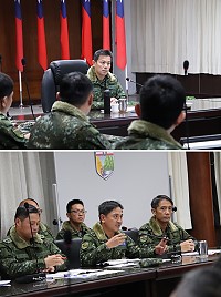 (上圖)指揮官主持領導統御座談。(下圖)大隊長楊上校分享部隊管理相關經驗。(圖/文:江耿逸)