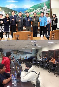 連江縣地政局首邀桃園市政府地政局長陳錫禎、副局長蔡金鐘、桃園地政事務所主任游貞蓮蒞馬指導,拜會縣長劉增應,就本縣土地問題提供珍貴意見給縣府參考,並辦理土地徵收、土地開發、便民措施及資安講習。(圖:連江縣地政局)