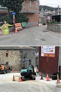 受施工影響,近日前往馬港舊街請嚴格遵守從上方警察局分駐所旁進入之規定(該路段為單行道),以免因道路施工路面限縮而發生危險;為強化消防安全,警察局已針對該路段「消防窄巷」加強取締,以確保車道暢通。(圖/文:曹重偉)