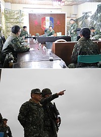 (上圖)北高守備大隊實施任務簡報。(下圖)實施現地偵察。(圖/文:詹欽閔)