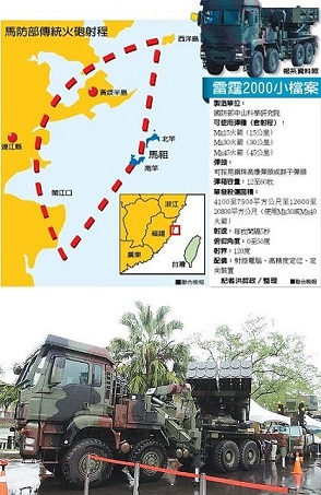 2013年已在金門、馬祖等外島完成雷霆2000部署。(資料圖)