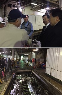 臺馬輪進行歲修,縣長劉增應、議長張永江在台公務之餘前往基隆了解歲修狀況。(圖:連江縣政府)