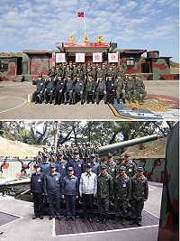 上圖:部長與亮島守備隊官兵合影。下圖:部長、隨行人員與防區官兵合影。(圖/文:江耿逸)
