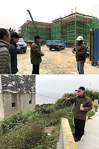 　縣長劉增應與鄉長陳如嵐現勘芹壁停車場預定地，並前往衛生所新建工地了解進度及後續聯外道路規劃。（圖／文：陳鵬雄）