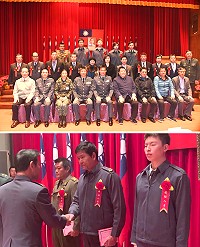 　連江縣後服中心晉任暨幹部表揚典禮，指揮官章元勳執行授階表揚。（圖／文：馮紹夫）