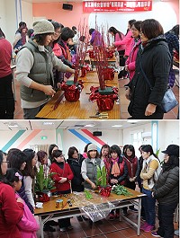 　連江縣婦女會27日辦理花藝研習，學員透過親手插作的春節年花，為住家增添年味。（圖／文：吳嘉榮）