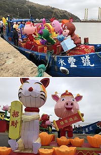 大陸方面致贈馬祖35盞造型花燈,11日由黃岐運抵北竿白沙碼頭。(圖/文:陳鵬雄)