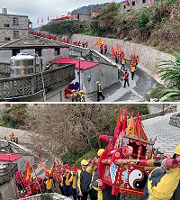 橋仔村舉行全村大繞境,神轎穿梭街道巷弄,拜訪每家戶,為信眾祈福。(圖/文:馮紹夫)