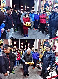 東引白馬尊王十八暝,舉行擲筊比賽,吸引214人次參加,氣氛熱烈。(圖/文:陳其敏)