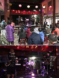 莒世無雙樂團27日於東莒藝文廣場舉辦莒光鄉108年新春老歌演唱,現場熱鬧滾滾。(圖/文:蔡夢玲)