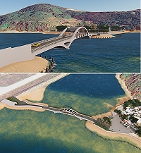 北竿塘后橋由原設計的平面橋改成造型拱橋,提升橋梁景觀功能。(圖:縣府工務處)