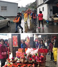 西路境彣大王廟恭送陳元帥回宮,西坵村民焚香恭送陳元帥;青帆居民設攔路宴,歡迎陳元帥回府。(圖/文:宋幸儒)