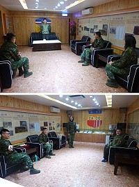 (上圖)英語研習社上課實況。(下圖)官兵輪流練習英語對話。(圖/文:謝辰蔚)