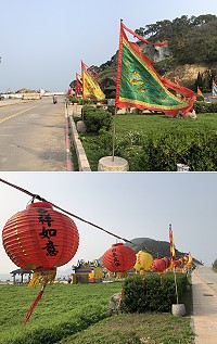 配合馬拉松賽事,賽道沿途宮廟完成元宵廟會燈籠旗幟整補。(圖/文:陳鵬雄)