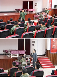 上圖:副指揮官主持物力動員作需聯合審查會議。下圖:司令部蕭少校說明審查要點。(圖/文:蔡文尹)