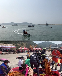 　連江縣舉辦108年度災害防救演習，模擬飛機墜海緊急搶救事故，大規模動員超過300人，過程相當逼真。（圖／文：馮紹夫）